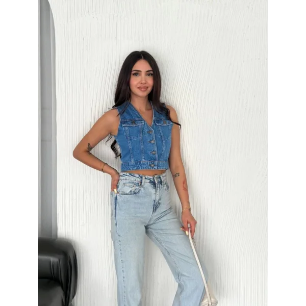 Kot Jeans Yelek - Mavi