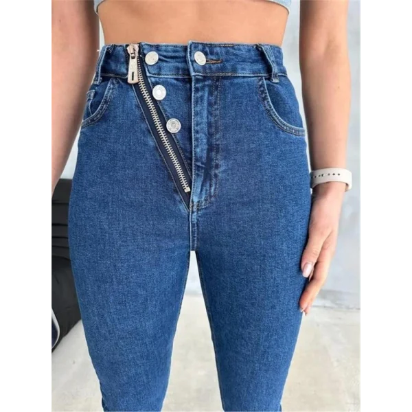 KOT PANTOLON DÜĞME VE FERMUAR TASARIMLI  Mavi