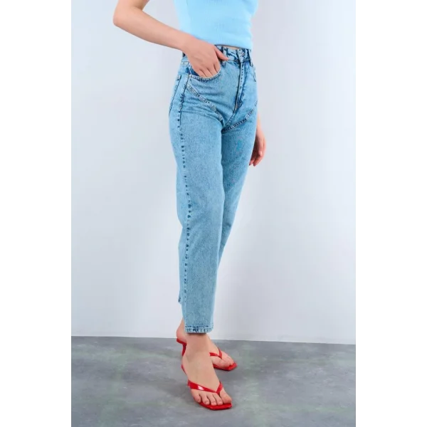 Kot Şeritli Pantolon  Mavi