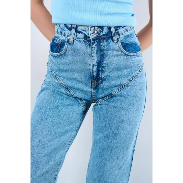 Kot Şeritli Pantolon  Mavi