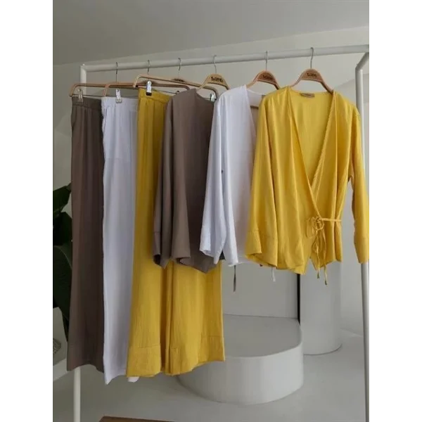 Kruvaze Model Klasik Pantolonlu Çupra Keten Takım 10191