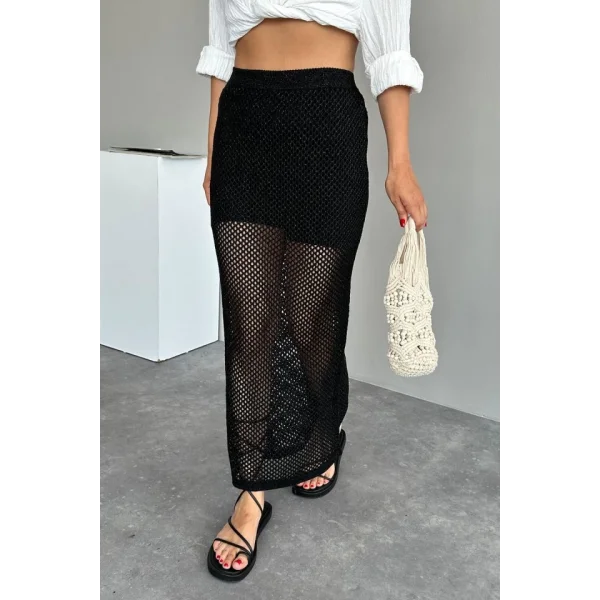 KÜÇÜK AJURLU TRİKO ETEK  SiyahSiyah