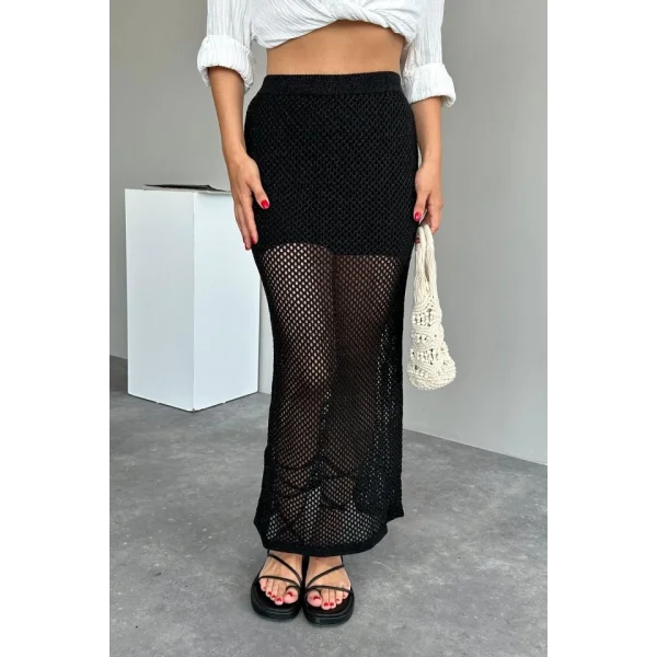 KÜÇÜK AJURLU TRİKO ETEK  SiyahSiyah