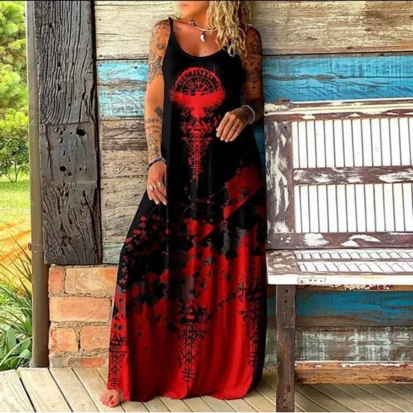 Kumaş Sprem Penye Dijital Askılı Elbise