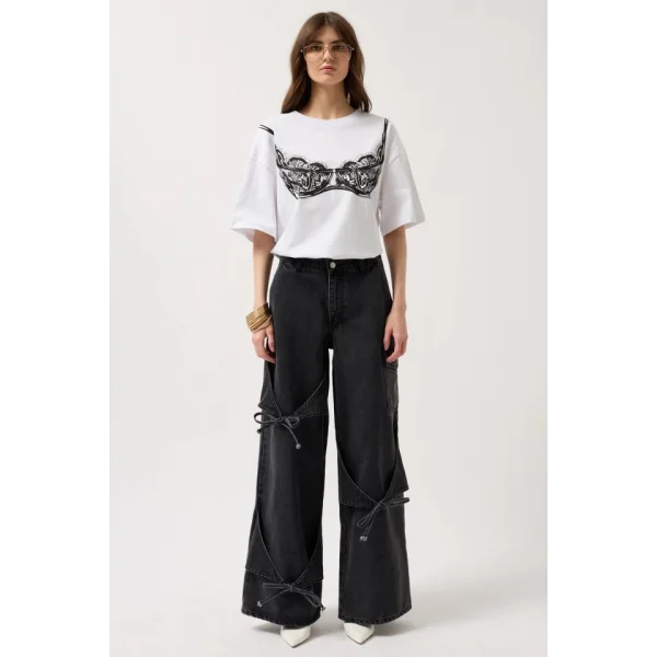 Kurdele Detay Kargo Cep Geniş Paça Jean