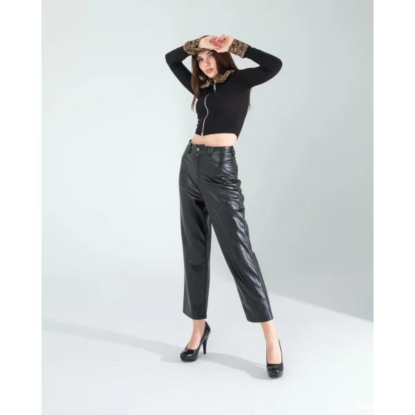 Kürk Detay Fermuarlı Crop