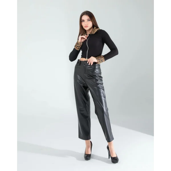 Kürk Detay Fermuarlı Crop