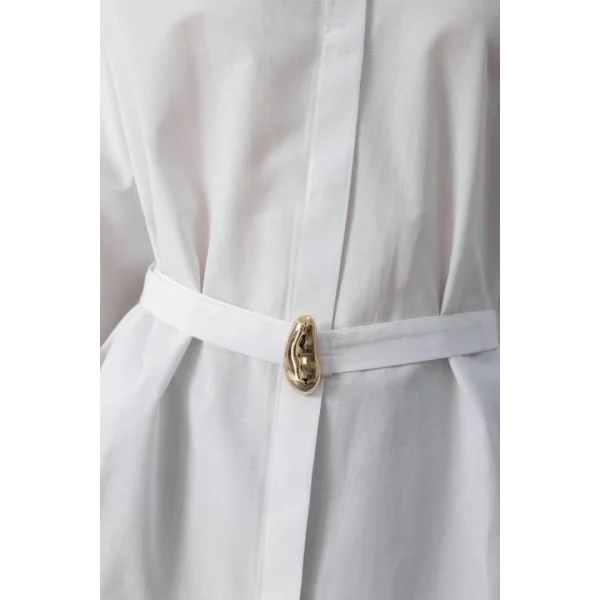 Kuşak Detaylı Tunik Gömlek - Beyaz