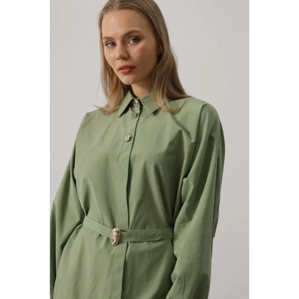 Kuşak Detaylı Tunik Gömlek - Haki