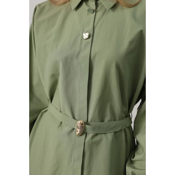 Kuşak Detaylı Tunik Gömlek - Haki