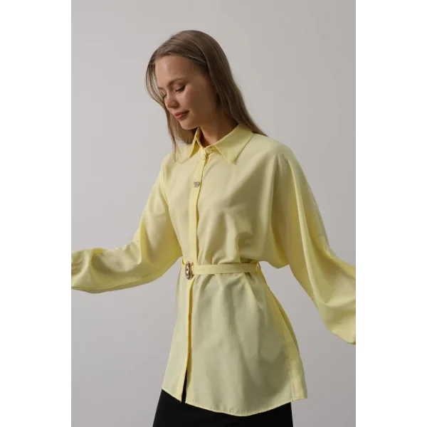 Kuşak Detaylı Tunik Gömlek - Sarı