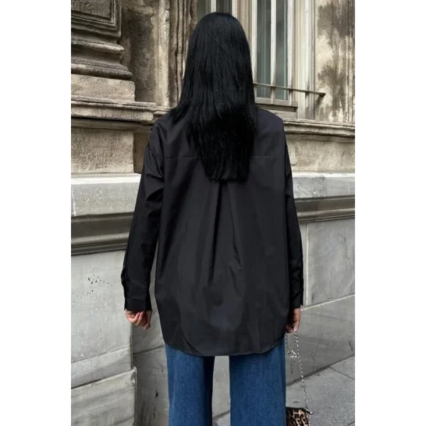 Kuşgözü Ve Biye Detaylı Poplin Gömlek 3419