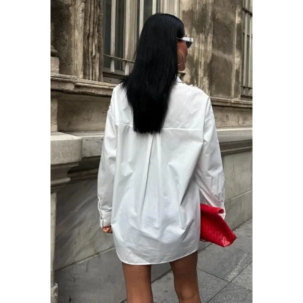 Kuşgözü Ve Biye Detaylı Poplin Gömlek 3419