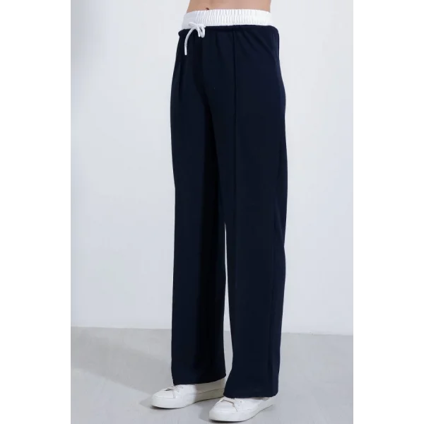 Lacivert Bol Paça Çımalı Pantolon 6662