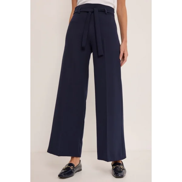 Lacivert Kuşaklı Bol Paça Palazzo Pantolon 6651