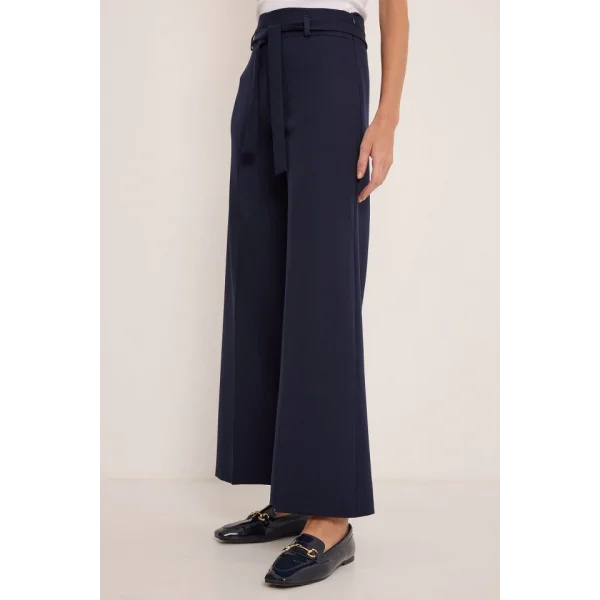 Lacivert Kuşaklı Bol Paça Palazzo Pantolon 6651