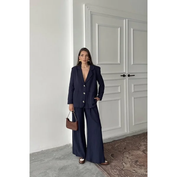 Lacivert Oversize Müslin Takım