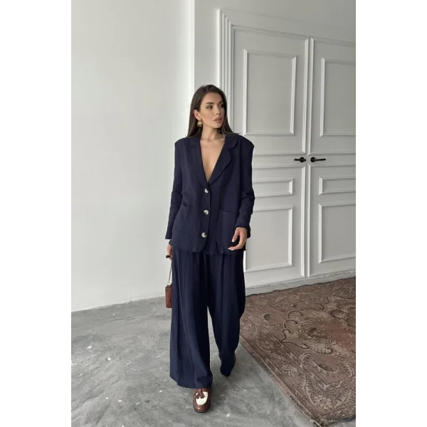 Lacivert Oversize Müslin Takım