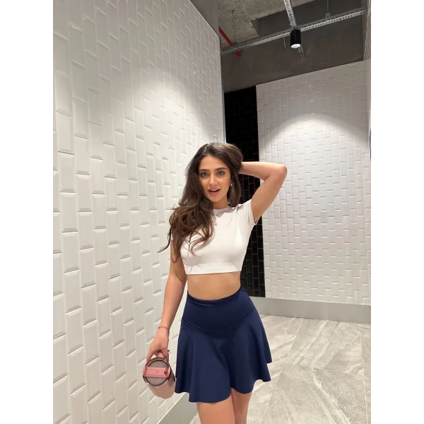 Lacivert Scuba Şort Etek