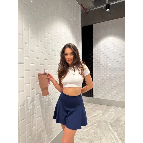 Lacivert Scuba Şort Etek