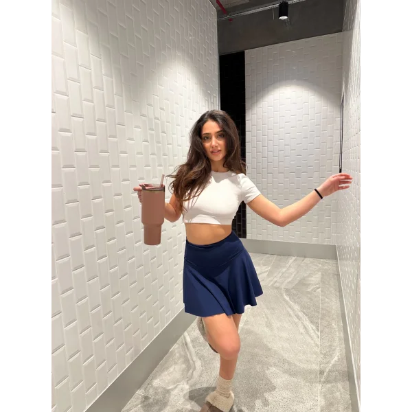 Lacivert Scuba Şort Etek