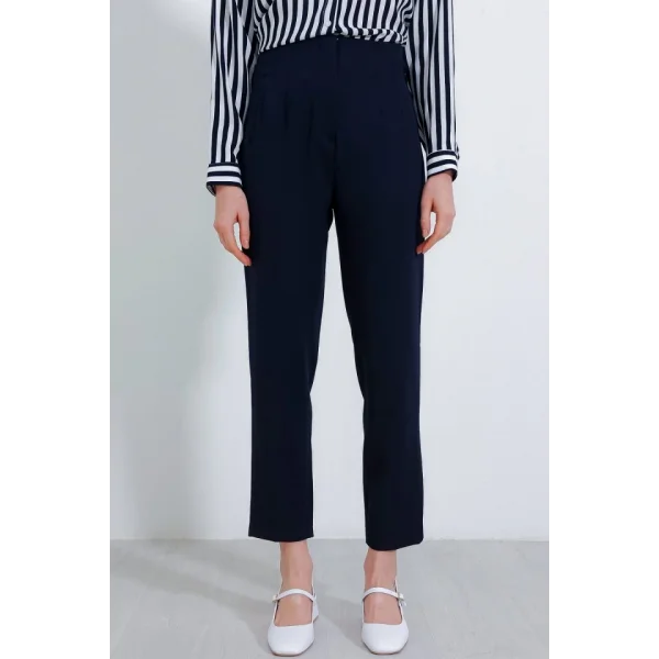 Lacivert Yüksek Bel Kumaş Pantolon 6650