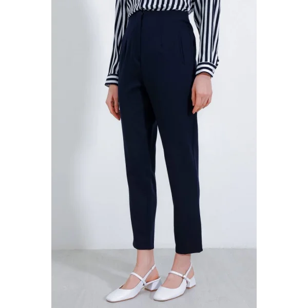 Lacivert Yüksek Bel Kumaş Pantolon 6650