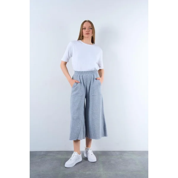 Lastikti Kapri Pantolon  Gri