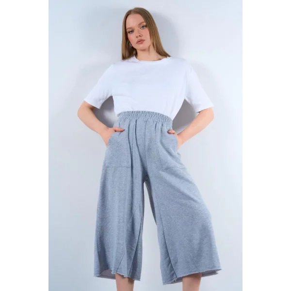 Lastikti Kapri Pantolon  Gri