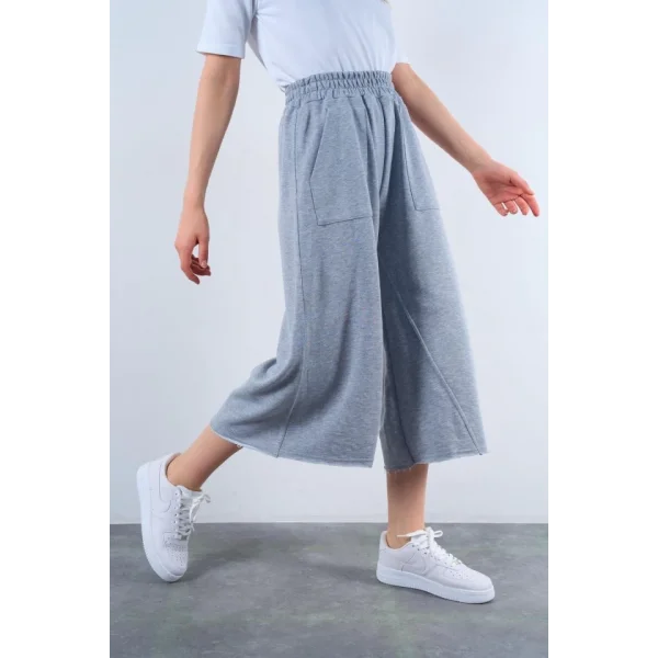 Lastikti Kapri Pantolon  Gri