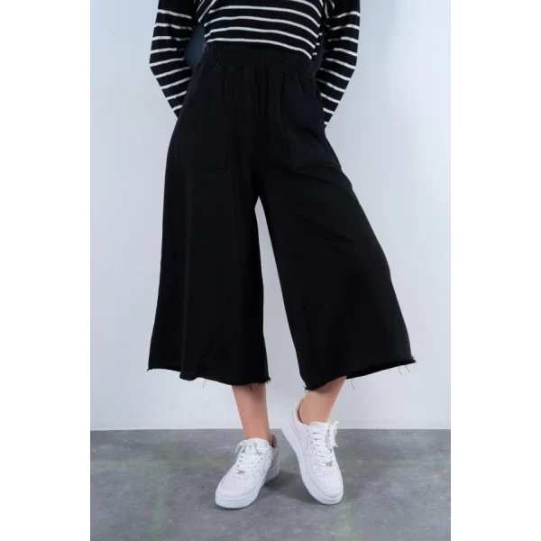 Lastikti Kapri Pantolon  Siyah