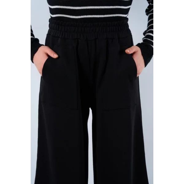 Lastikti Kapri Pantolon  Siyah