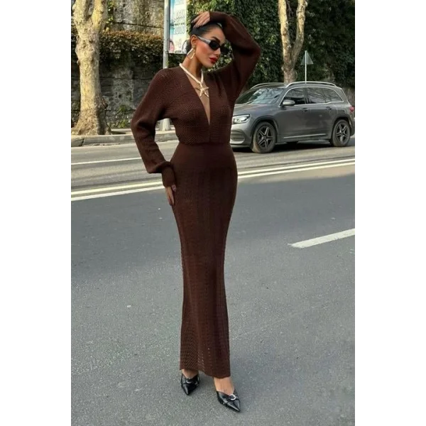 Laura Derin Dekolte Kroşe Elbise 2712-0025