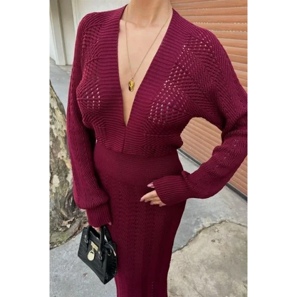 Laura Derin Dekolte Kroşe Elbise 2712-0025