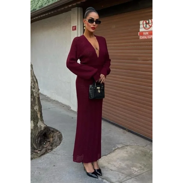 Laura Derin Dekolte Kroşe Elbise 2712-0025