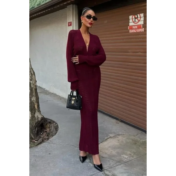 Laura Derin Dekolte Kroşe Elbise 2712-0025