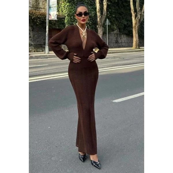 Laura Derin Dekolte Kroşe Elbise 2712-0025