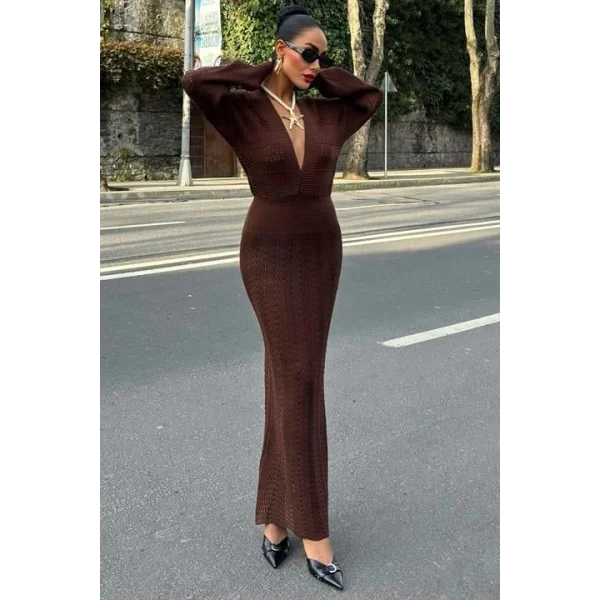 Laura Derin Dekolte Kroşe Elbise 2712-0025