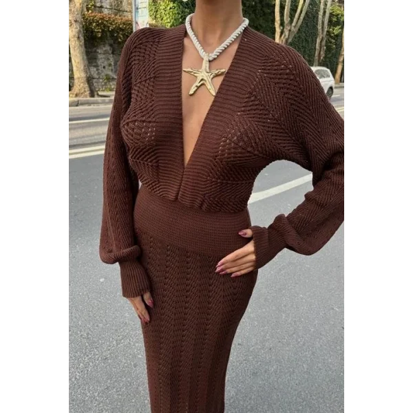 Laura Derin Dekolte Kroşe Elbise 2712-0025