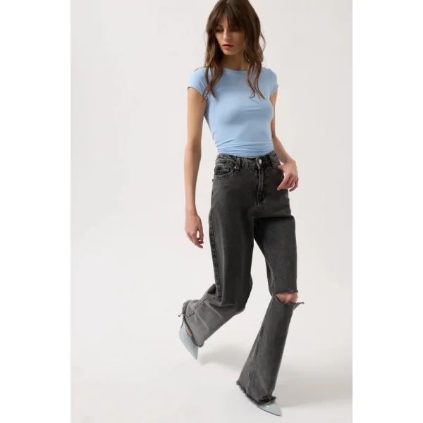 Lazer Kesim Wide Leg Jean