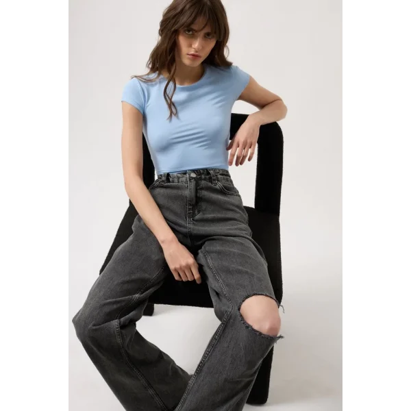 Lazer Kesim Wide Leg Jean