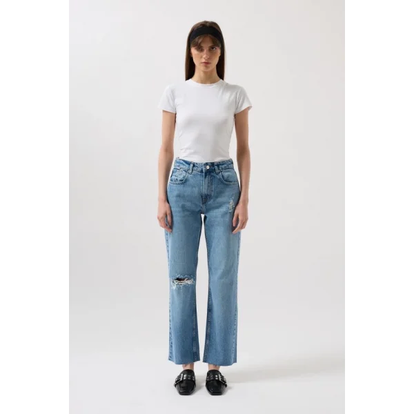 Lazer Kesim Yüksek Bel Jean