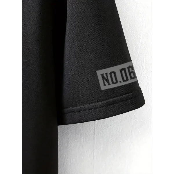 LB Ön Arka Baskılı Oversize Bisiklet Yaka Yazlık T-shirt - Siyah