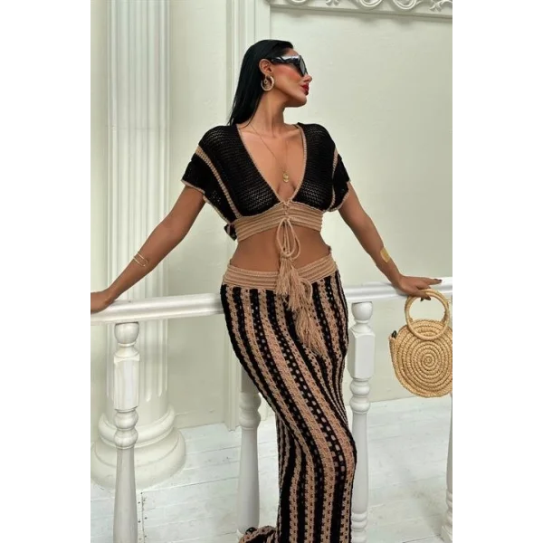 Leighton Çizgili Ajurlu Takım 9846