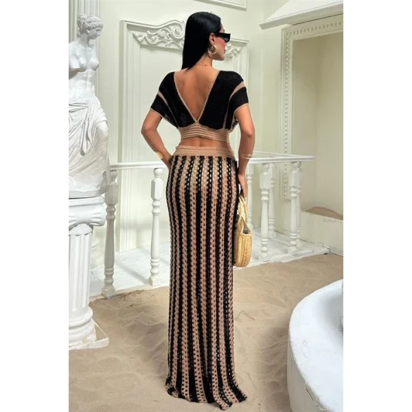 Leighton Çizgili Ajurlu Takım 9846