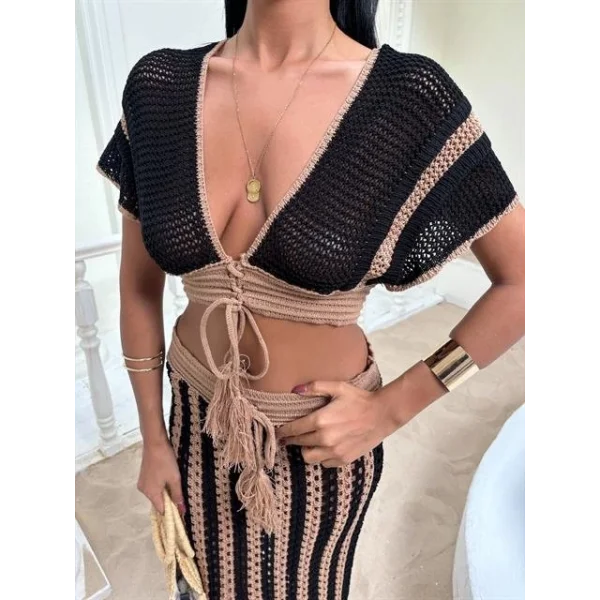 Leighton Çizgili Ajurlu Takım 9846