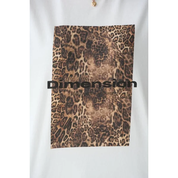 Leopar Baskı T-Shirt - Krem
