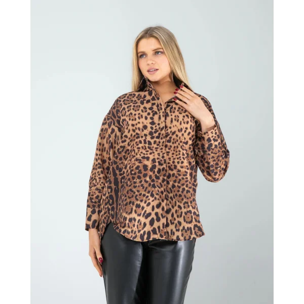 Leopar Desen Gömlek