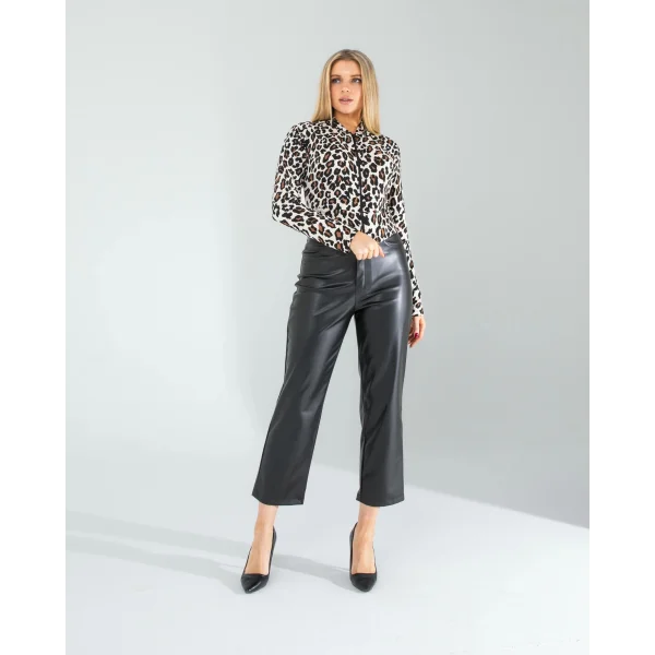 Leopar Desenli Kapşonlu Hırka 