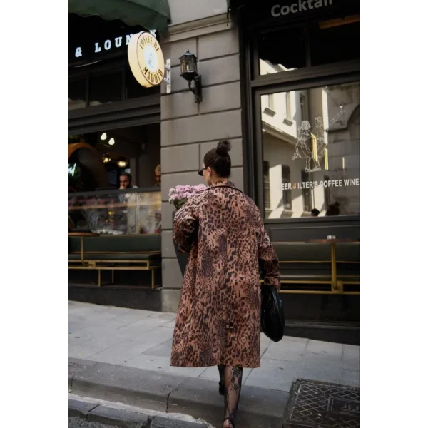 Leopar Desenli Trençkot Ceket Mont - Leopar